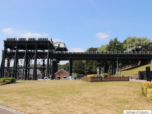 The Anderton Boat Lift provides a vertical link between the Trent & Mersey Canal and the River Weaver