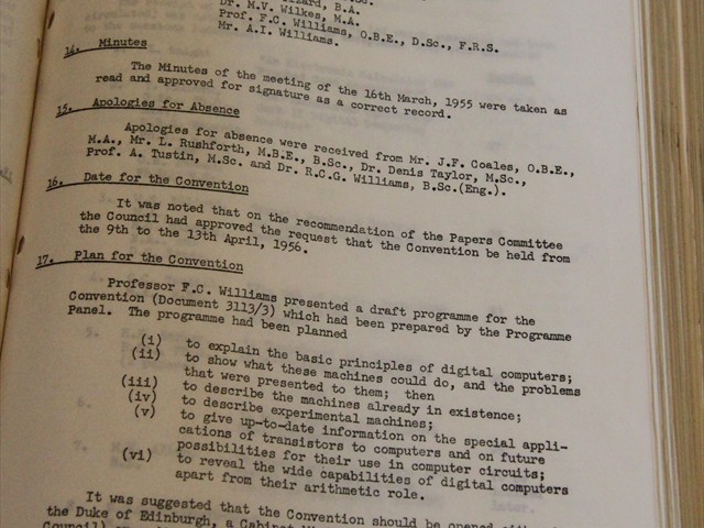 IET - Minutes of a meeting about a computer convention in 1956 from which grew the BCS
